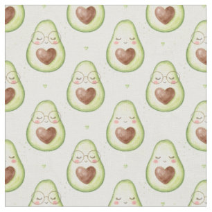 Cute Watercolor Avocado Heart Glasses Seamless Pat Fabric