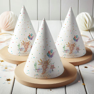 Cute Watercolor Axolotl Birthday Party Hat