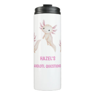 Cute Watercolor Axolotl Questions Personalised Kid Thermal Tumbler