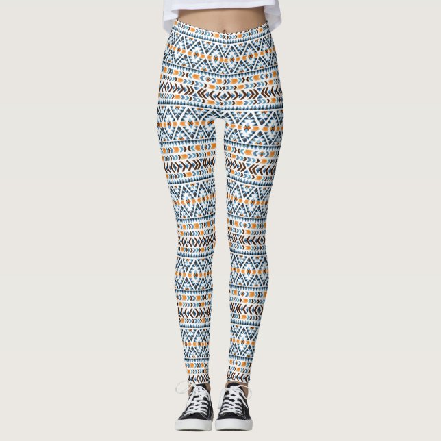 Cute watercolor aztec pattern leggings (Front)