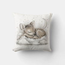 Cute Watercolor Baby Animals Asleep on Clouds, Moo