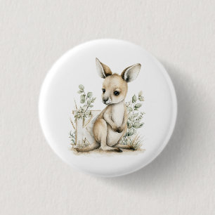 Cute Watercolor Baby Animals with Alphabet Letters 3 Cm Round Badge