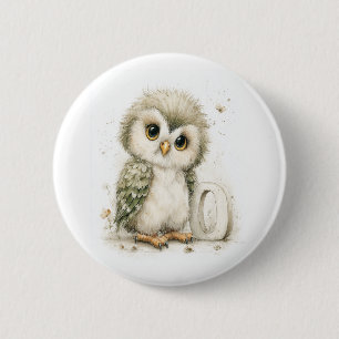 Cute Watercolor Baby Animals with Alphabet Letters 6 Cm Round Badge
