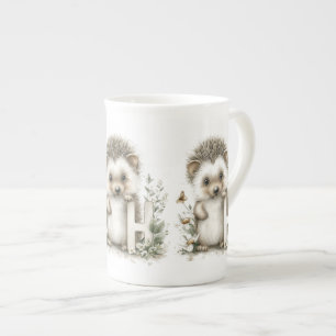 Cute Watercolor Baby Animals with Alphabet Letters Bone China Mug