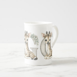 Cute Watercolor Baby Animals with Alphabet Letters Bone China Mug