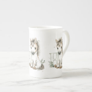 Cute Watercolor Baby Animals with Alphabet Letters Bone China Mug