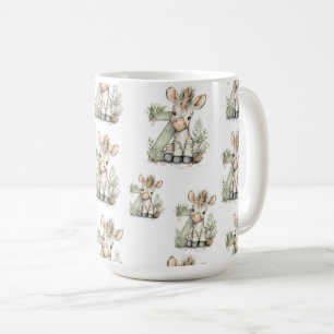 Cute Watercolor Baby Animals with Alphabet Letters Coffee Mug