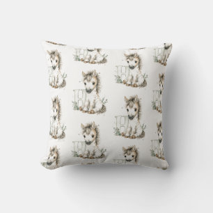 Cute Watercolor Baby Animals with Alphabet Letters Cushion