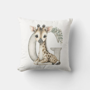 Cute Watercolor Baby Animals with Alphabet Letters Cushion