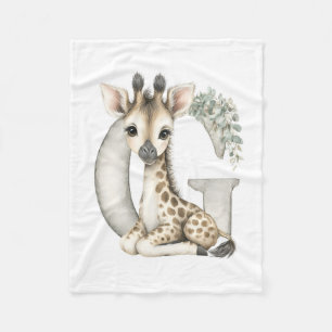 Cute Watercolor Baby Animals with Alphabet Letters Fleece Blanket