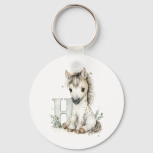 Cute Watercolor Baby Animals with Alphabet Letters Key Ring
