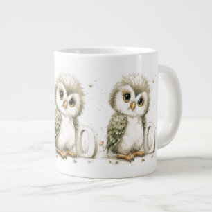 Cute Watercolor Baby Animals with Alphabet Letters Large Coffee Mug