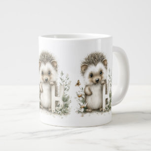 Cute Watercolor Baby Animals with Alphabet Letters Large Coffee Mug