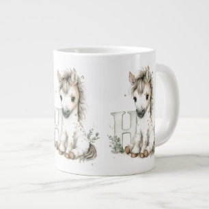 Cute Watercolor Baby Animals with Alphabet Letters Large Coffee Mug