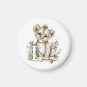 Cute Watercolor Baby Animals with Alphabet Letters Magnet