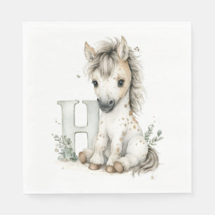 Cute Watercolor Baby Animals with Alphabet Letters Napkin