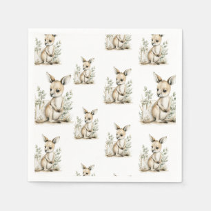 Cute Watercolor Baby Animals with Alphabet Letters Napkin