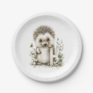 Cute Watercolor Baby Animals with Alphabet Letters Paper Plate