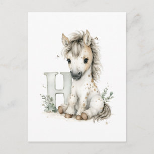 Cute Watercolor Baby Animals with Alphabet Letters Postcard