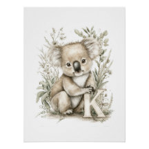 Cute Watercolor Baby Animals with Alphabet Letters