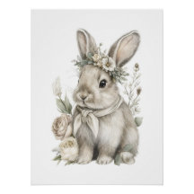 Cute Watercolor Baby Animals with Flowers