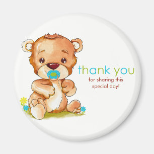 Cute Watercolor Baby Bear Boy Thank You Magnet