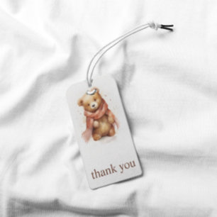 Cute Watercolor Baby Bear Party Gift Tag
