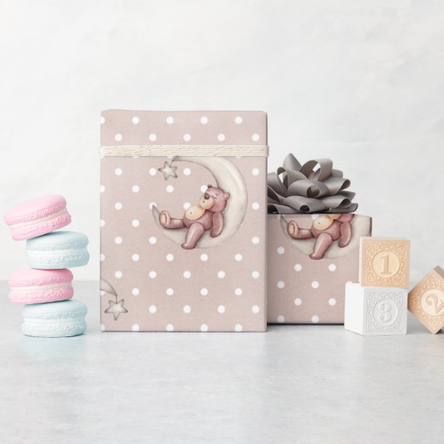 Cute Watercolor Baby Bear Wrapping Paper (Baby Shower)