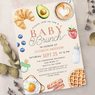 Cute  Watercolor Baby Brunch Baby Shower Invitation