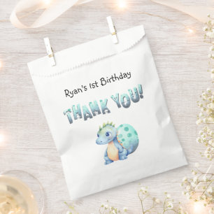 Cute Watercolor Baby Dinosaur 1st Birthday Favour Bags