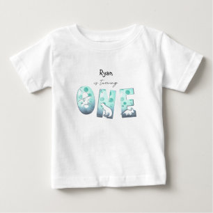 Cute Watercolor Baby Dinosaur 1st Birthday T-Shirt