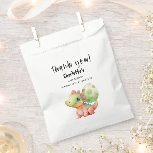Cute Watercolor Baby Dinosaur Baby Shower Favour Bags (Clipped)