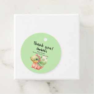 Cute Watercolor Baby Dinosaur Baby Shower Favour Tags