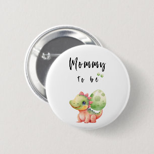 Cute Watercolor Baby Dinosaur Mummy-to-be Button