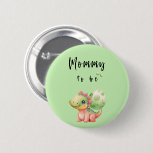 Cute Watercolor Baby Dinosaur Mummy-to-be Button