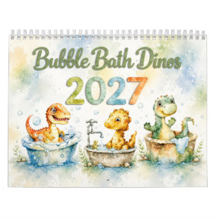 Cute Watercolor Baby Dinosaurs 2027 Wall Calendar