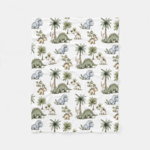 Cute Watercolor Baby Dinosaurs Fleece Blanket