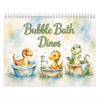 Cute Watercolor Baby Dinosaurs Wall Calendar