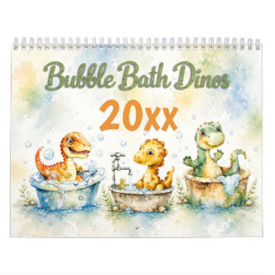 Cute Watercolor Baby Dinosaurs Wall Calendar