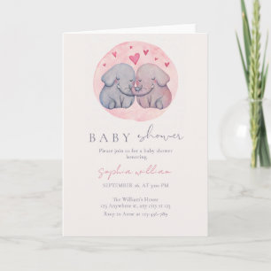 Cute Watercolor Baby Elephant Baby Shower Card