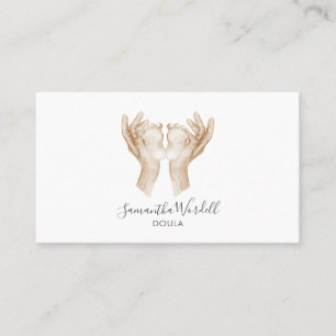 Cute Watercolor Baby Feet Birth Doula Or Midwife Business Card