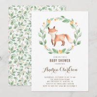 Cute Watercolor Baby Fox Woodland Baby Shower