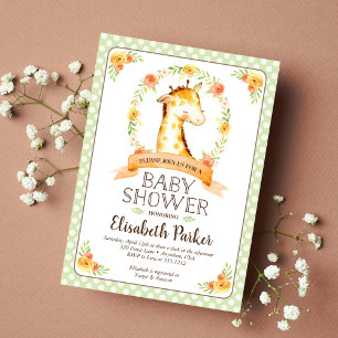 Cute Watercolor Baby Giraffe Baby Shower Invitation