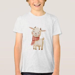 Cute Watercolor Baby Goat Nursery Art Tri-Blend Shirt