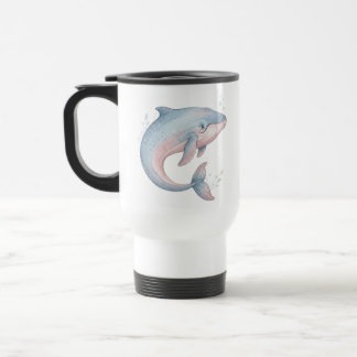 Cute Watercolor Baby Humpback Whale Pastel Nursery Travel Mug