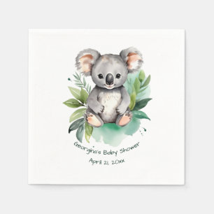 Cute Watercolor Baby Koala Baby Shower  Napkin