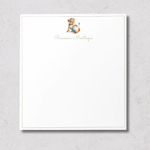 Cute Watercolor Baby Lion Name Nursery Notepad
