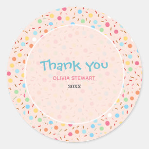 Cute Watercolor Baby Sprinkle Thank you Classic Round Sticker