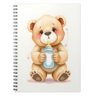 Cute Watercolor Baby Teddy Bear Illustration  Notebook