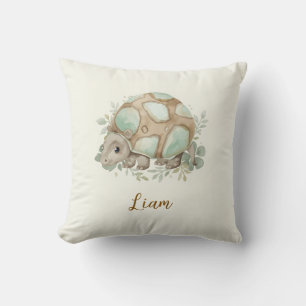 Cute Watercolor Baby Turtle Nursery Throw Pillow